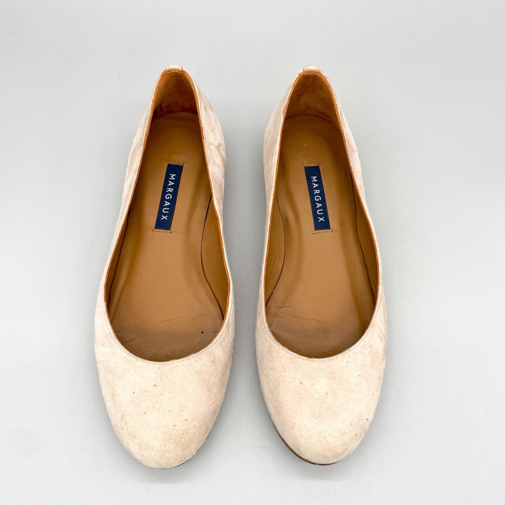 Margaux Classic Ballet Flats Womens 36 6 Sand Beige Suede Round Toe Shoes Preppy